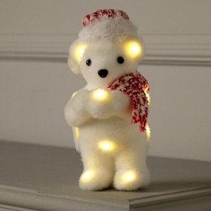 Фигура световая "Медведь в красном", 13 LED, 23х9х7 см, фиксинг, от батареек, Т/БЕЛЫЙ