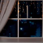 Гирлянда &quot;Бахрома&quot; 3 х 0.5 м , IP20, прозрачная нить, 80 LED, свечение жёлтое, 8 режимов, 220 В