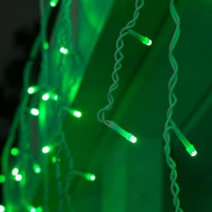 Гирлянда «Бахрома» 3 ? 0.6 м, IP44, УМС, белая нить, 160 LED, свечение зелёное, 220 В