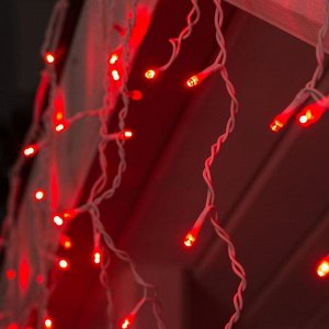 Гирлянда «Бахрома» 3 ? 0.6 м, IP44, УМС, белая нить, 160 LED, свечение красное, 220 В