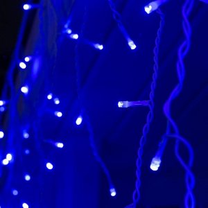 Гирлянда «Бахрома» 3 ? 0.6 м, IP44, УМС, белая нить, 160 LED, свечение синее, 220 В