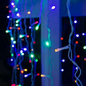 Гирлянда «Бахрома» 3 x 0.9 м, IP44, УМС, белая нить, 232 LED, свечение мульти, 220 В