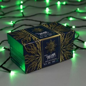 Гирлянда "Нить" 10 м , IP44, УМС, тёмная нить, 100 LED, свечение зелёное, фиксинг, 24 В