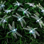 Гирлянда &quot;Нить&quot; 4.5 м с насадками &quot;Стрекозы&quot;, тёмная нить, 30 LED, свечение белое, 2 режима, солнечная батарея