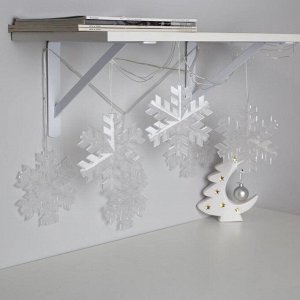 Гирлянда «Нить» 2 м с насадками «Снежинка матовая», IP20, прозрачная нить, 36 LED, свечение белое, 220 В