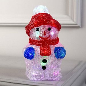Светодиодная фигура «Снеговик» 11 x 22 x 11 см, акрил, 24 LED, батарейки ААх2 (не в комплекте), свечение мульти (RGB)