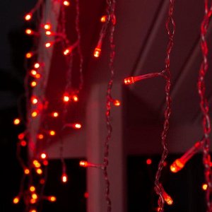 Гирлянда «Бахрома» 4 x 0.6 м, IP44, прозрачная нить, 180 LED, свечение красное, 8 режимов, 220 В