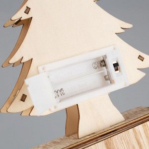 Светодиодная фигура «Ёлка со снеговиком» 12 x 20 x 5 см, дерево, батарейки АААх2 (не в комплекте), свечение тёплое белое