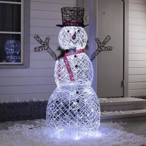 Фигура светодиодная "Снеговик белый" 180х90х90 см, 260 LED, 220V, БЕЛЫЙ