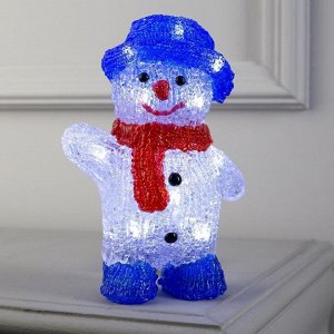 Светодиодная фигура «Приветливый снеговик» 13 x 20 x 8 см, акрил, 10 LED, батарейки ААх2 (не в комплекте), свечение белое