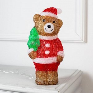 Светодиодная фигура «Медведь с ёлкой» 10 x 30 x 10 см, акрил, 30 LED, 220 В, свечение белое