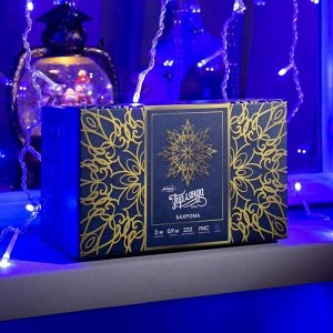 Гирлянда «Бахрома» 3 ? 0.9 м, IP44, УМС, прозрачная нить, 232 LED, свечение синее, 220 В