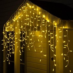 Гирлянда "Бахрома" 3 х 0.9 м , IP65, УМС, белая нить каучук, 144 LED, свечение тёплое белое, 220 В