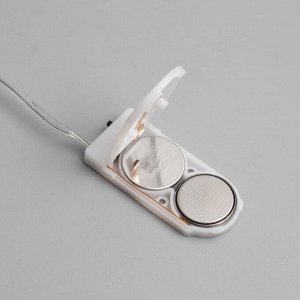 Гирлянда «Мишура» 2 м роса, IP20, серебристая нить, 50 LED, батарейки CR2032х2 (в комплекте), свечение тёплое белое