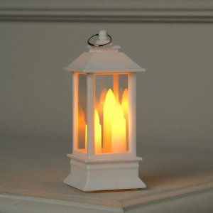 Светодиодная фигура «Белый фонарь со свечками» 5.5 x 13 x 5.5 см, пластик, батарейки AG13х3, свечение тёплое белое