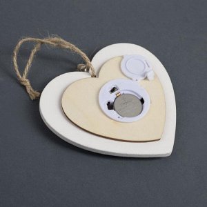 Ёлочная игрушка «Сердце с оленем», от батареек, свечение тёплое белое