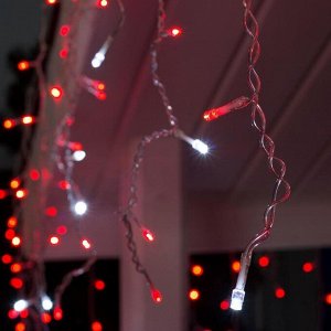 Гирлянда «Бахрома» 3 x 0.6 м, IP44, УМС, прозрачная нить, 160 LED, свечение красное, мерцание белым, 220 В
