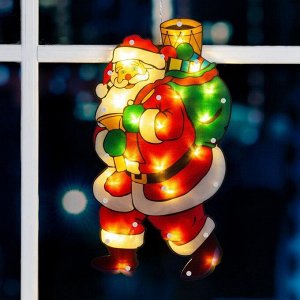Светодиодная фигура на присоске «Дед Мороз» 22 x 44 см, пластик, батарейки АААх3 (не в комплекте), свечение тёплое белое