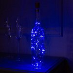 Гирлянда «Нить» 2 м роса с пробкой, IP20, серебристая нить, 20 LED, батарейки LR44х3 (в комплекте), свечение синее