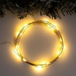 Гирлянда &quot;Нить&quot; 5 м роса, IP20, серебристая нить, 50 LED, свечение тёплое белое, фиксинг, USB