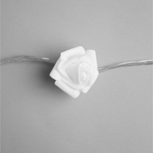 Гирлянда «Нить» 5 м с насадками «Розы белые», IP20, прозрачная нить, 20 LED, свечение тёплое белое, 220 В