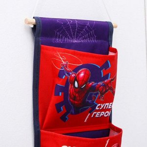 Кармашки вертикальные настенные "Супер герой" 18х45 см, Человек - паук