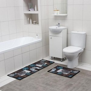 Набор ковриков для ванной и туалета Доляна «Цвета», 2 шт: 40x60, 45x120 см