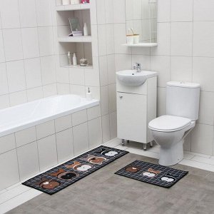 Набор ковриков для ванны и туалета Доляна «Корги», 2 шт: 40x60, 45x120 см