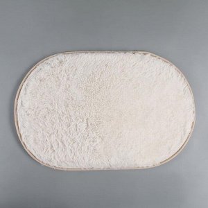 Коврик овальный Доляна «Пушистик», 38x59 см, цвет белый