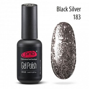 Гель-лак глиттерный PNB 183 Black Silver 8 мл