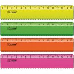 Линейка 15см СТАММ &quot;&quot;Neon&quot;&quot; пластиковая, с волнистым краем, ассорти