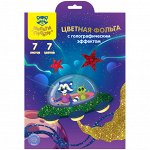 Фольга цветная A4, Мульти-Пульти &quot;Приключения Енота&quot;, 7л., 7цв., голографическая, в папке