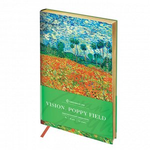 Ежедневник недатир. В6, 136л, кожзам, Greenwich Line ""Vision. Van Gogh. Poppy field"", тон. блок, зол