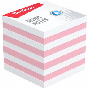Блок для записи Berlingo ""Standard"" 9*9*9,5см, цветной, белый, розовый