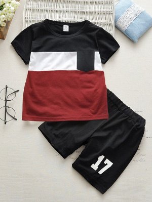 Для мальчиков Контрастный Футболка с Спортивные шорты