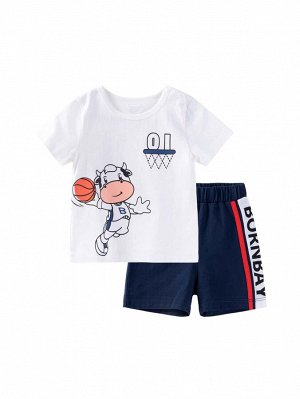 Футболка с оригинальным рисунком и шорты для мальчиков