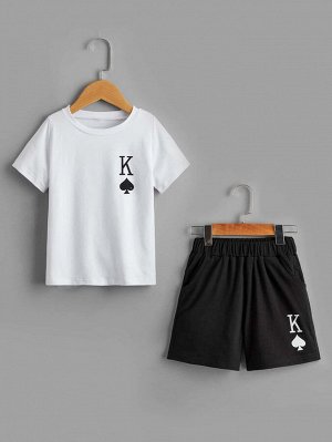 Для мальчиков с текстовым принтом Футболка с Спортивные шорты