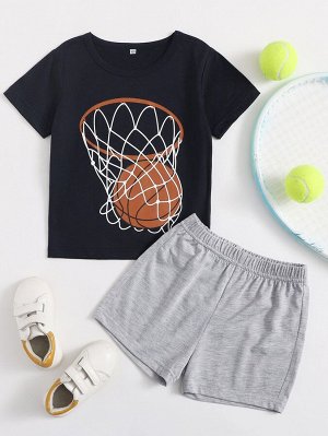 Для мальчиков баскетбол принтом Футболка с Спортивные шорты