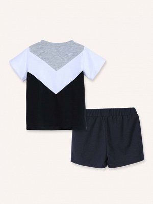 Контрастная футболка и шорты для мальчиков