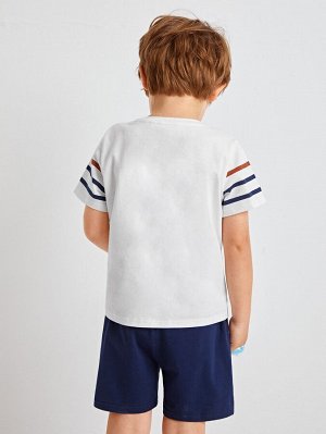 SHEIN Шорты и футболка в полоску с карманом для мальчиков