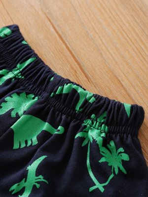 Для мальчиков динозавр & с принтом пальмы Футболка & Спортивные шорты
