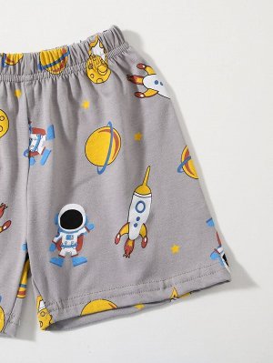 Футболка и шорты с мультипликационным принтом для мальчиков