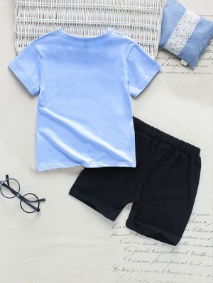 Шорты и футболка с текстовым принтом для мальчиков