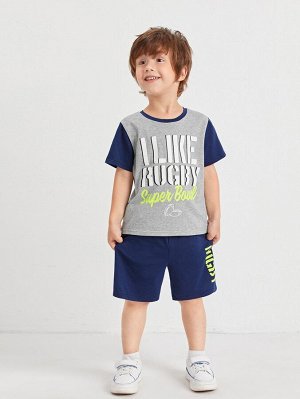SHEIN Контрастная футболка и шорты для мальчиков