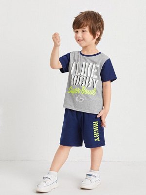 SHEIN Контрастная футболка и шорты для мальчиков