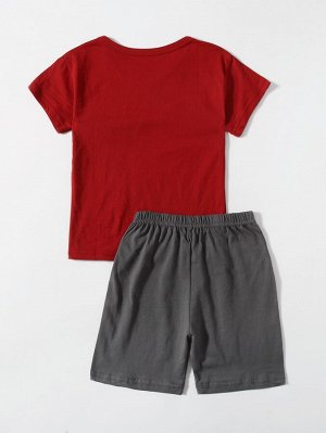 Шорты и футболка с мультипликационным принтом для мальчиков