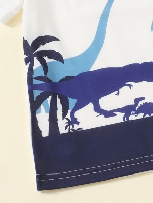 Шорты и футболка с принтом динозавра для мальчиков