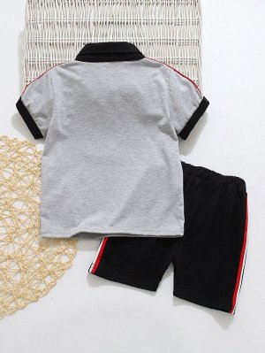 Для мальчиков с контрастной отделкой Рубашка-поло & Спортивные шорты