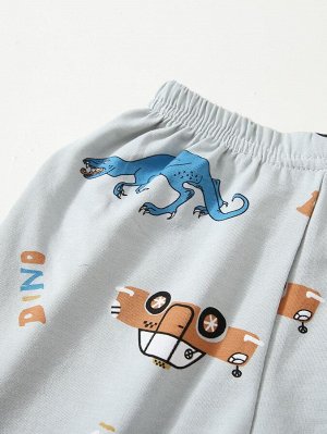 Футболка с принтом динозавров и шорты для мальчиков