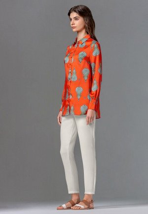 Блузка с богемным принтом, цвет коралловый